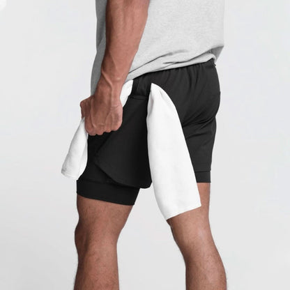2-i-1 herrsportshorts, andningsbara med innershorts för träning - Noah