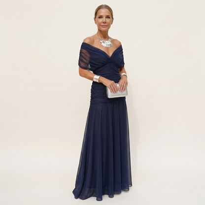 Women's Long Elegant Flowy Dress – V-Neck Sophisticated Design 3