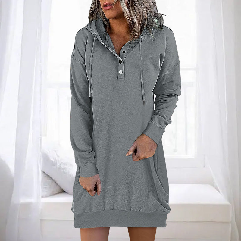 Höstig minimalistisk lång hoodie för dam – Valeria