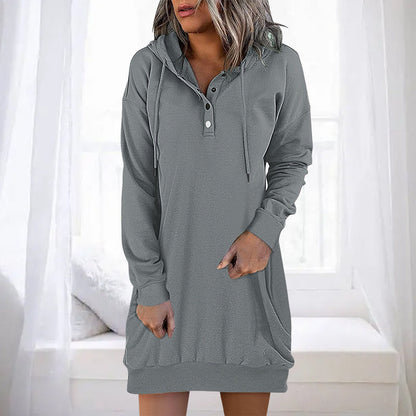 Höstig minimalistisk lång hoodie för dam – Valeria