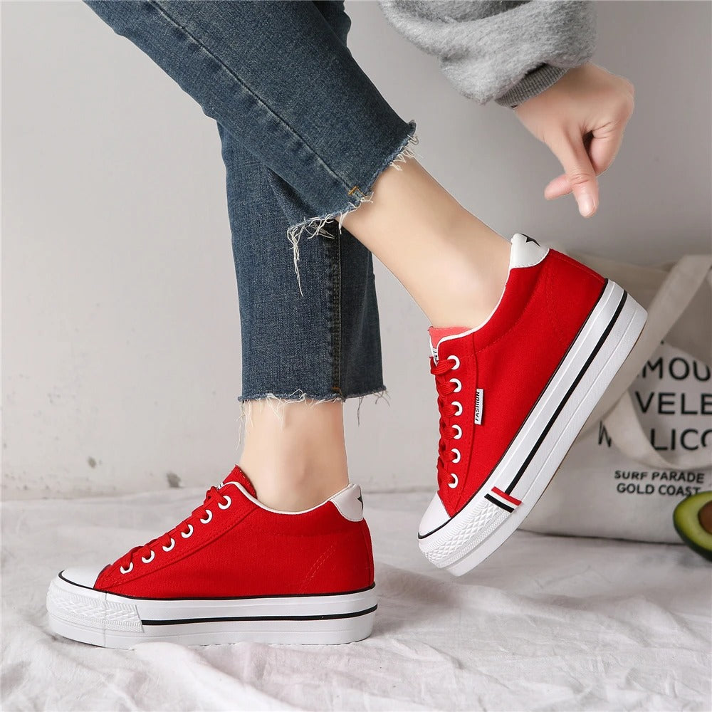 Snygga damsneakers i canvas med platåsula - Leonie