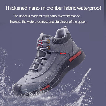 Wasserdichter grauer Sneaker aus Nano-Mikrofaser, rutschfest, robust, für Outdoor-Aktivitäten.