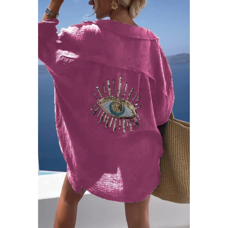 Linne damblus med knappslå – Marise