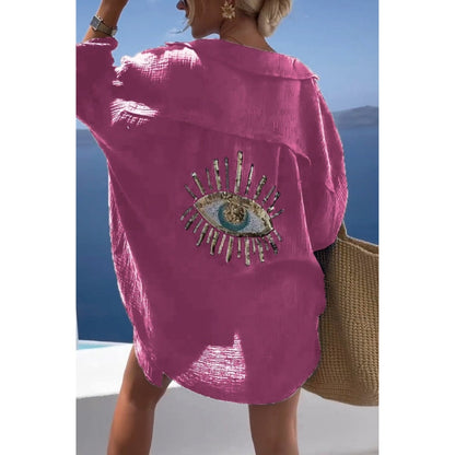 Linne damblus med knappslå – Marise