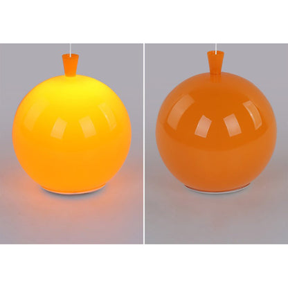 Orangefarbene Kugellampe aus Glas, modernes Design, Hängelampe für Wohnzimmer oder Esszimmer.