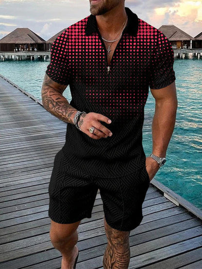 Tvådelat herrsommaroutfit med polo och shorts – Damon