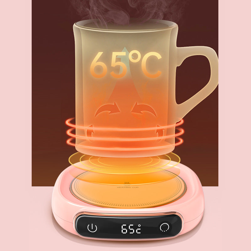 Beheizter Tassenwärmer, rosa, mit digitaler Temperaturanzeige, hält Getränke bei 65°C warm.