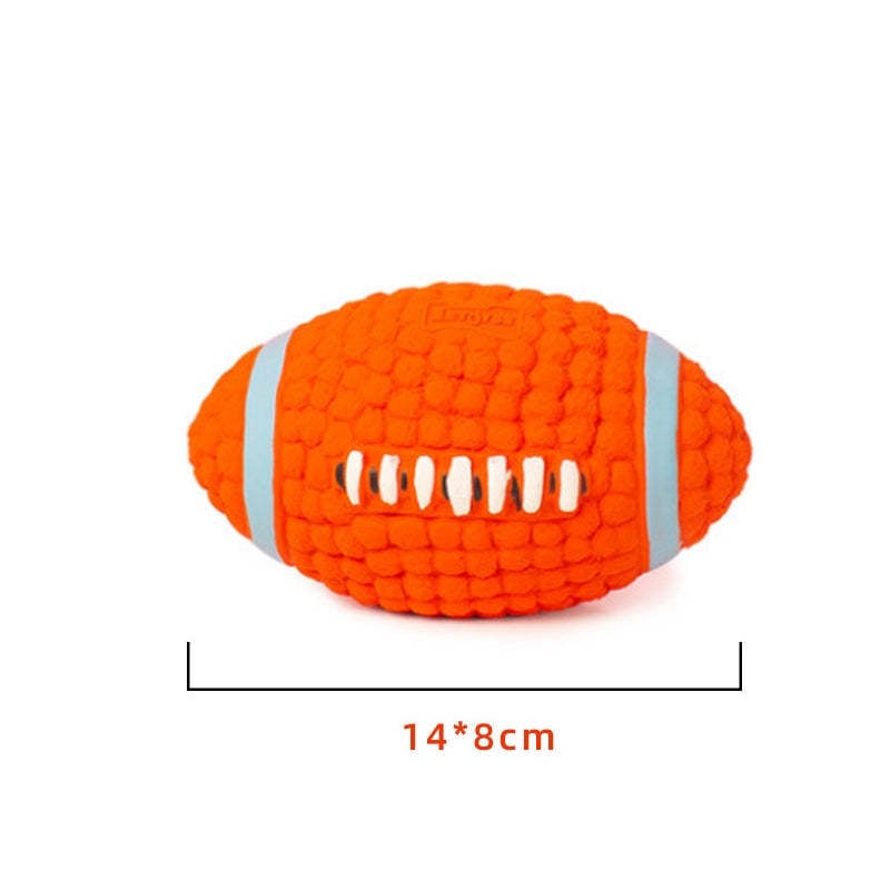 Orange Hundespielzeug Football aus Plüsch, 14x8 cm, robust und langlebig, ideal zum Kauen.