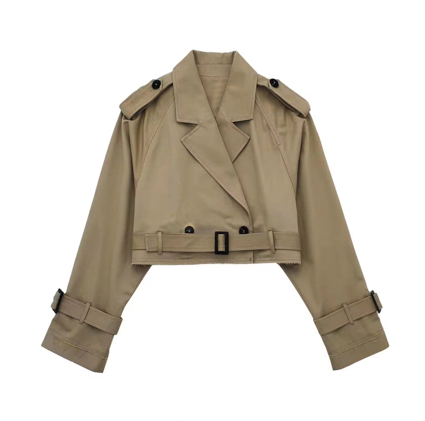 Hösttrendigt kort damtrenchcoat med bälte – Amelie