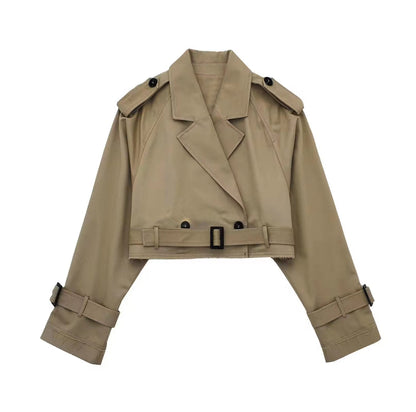 Hösttrendigt kort damtrenchcoat med bälte – Amelie