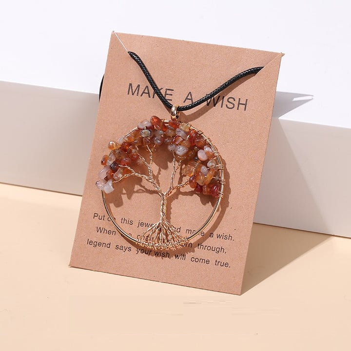 Roter Achat Baum des Lebens Anhänger, handgefertigt, Schmuck, Geschenk, Wunschkarte.