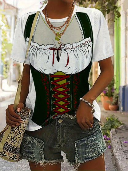 Damernas kortärmade t-shirt i dirndlstil – Anna Oktoberfest 2026