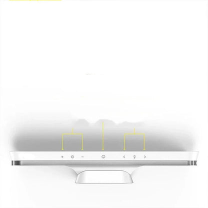 Weiße LED-Schreibtischlampe mit Touch-Bedienfeld, modernem Design, energiesparend.