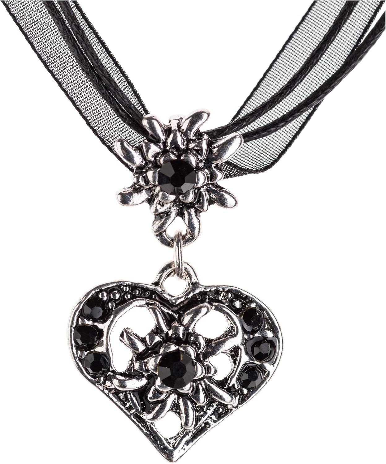 Edelweiss hjärthalsband med strass – WiesnNacht Oktoberfest 2026