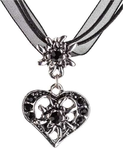 Edelweiss hjärthalsband med strass – WiesnNacht Oktoberfest 2026