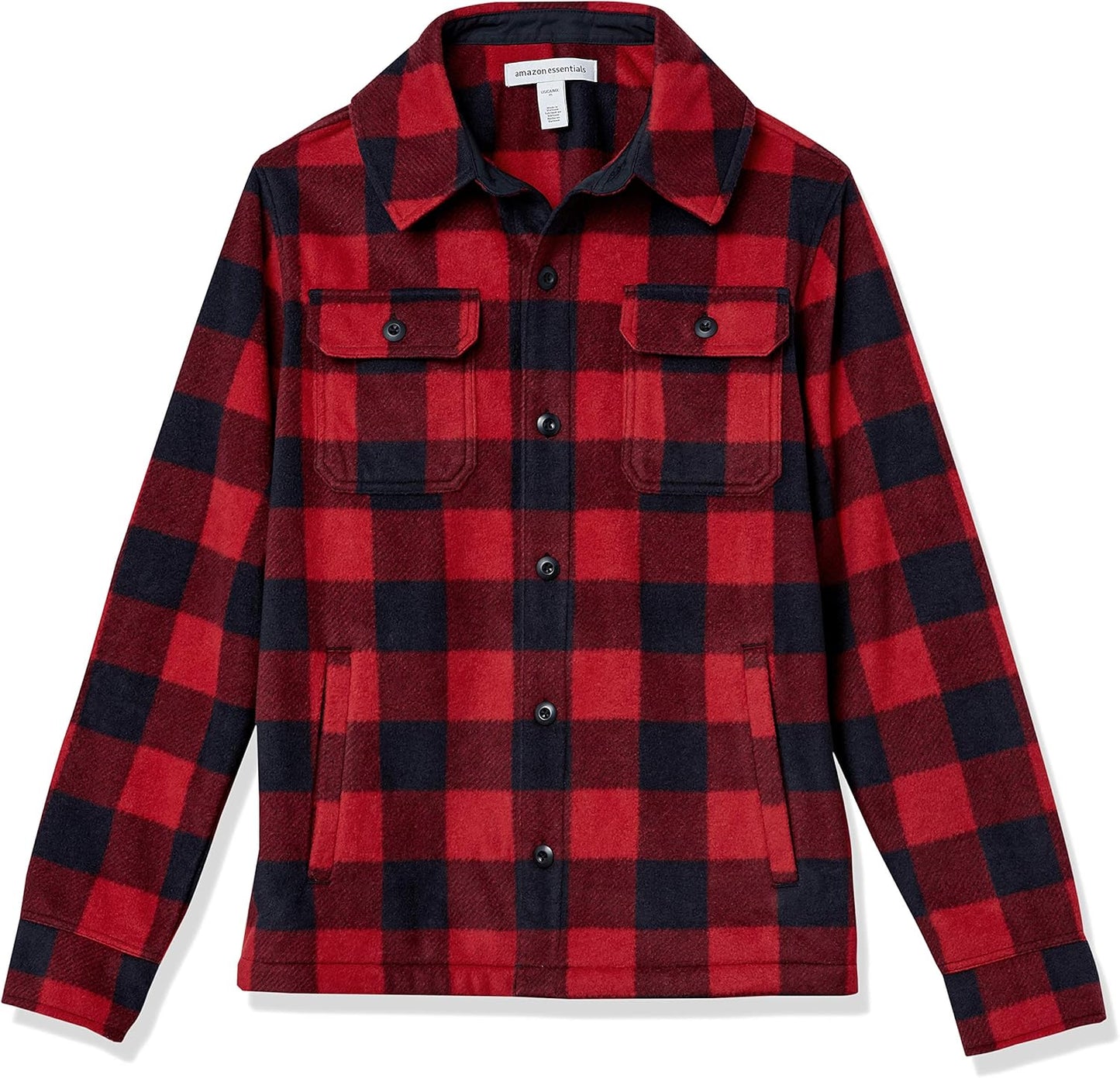 Rote karierte Flanelljacke, Herrenmode, langärmelig, Knopfleiste, Freizeitkleidung.