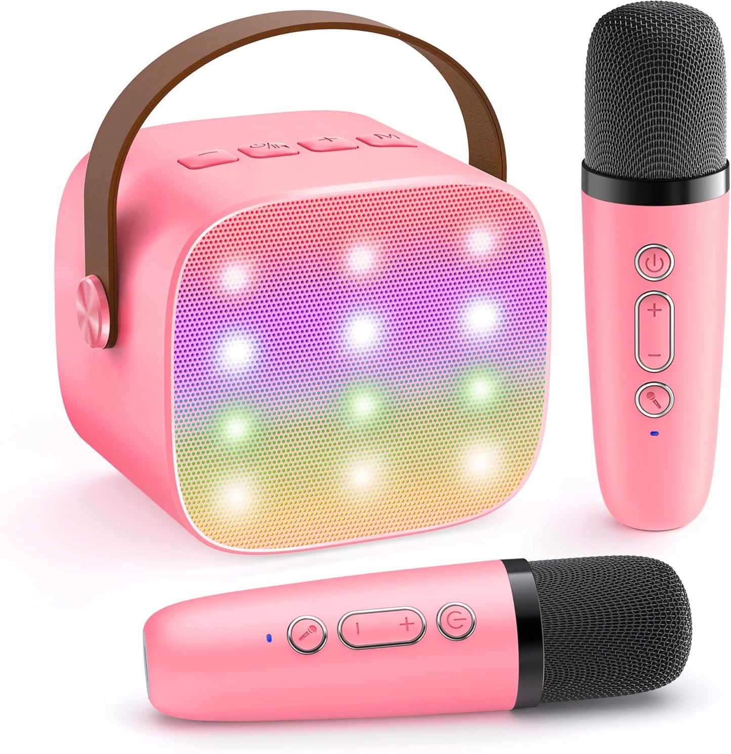 Bärbar mini-karaokemaskin med Bluetooth-högtalare och 2 trådlösa mikrofoner – Veylo