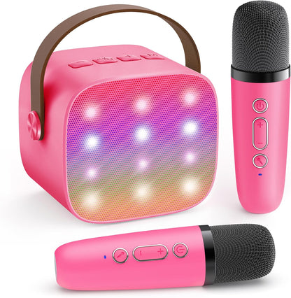 Bärbar mini-karaokemaskin med Bluetooth-högtalare och 2 trådlösa mikrofoner – Veylo