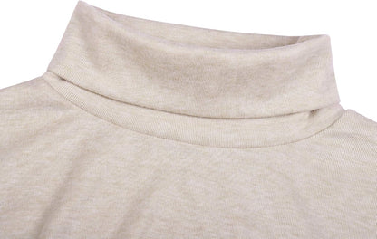 Beiger Rollkragenpullover aus Baumwolle, weicher Stoff, modisches Design, Herbstbekleidung.