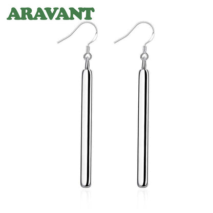 925 Silber Ohrringe, lange Linie, modisch, für Frauen, Schmuck, Geschenkidee.
