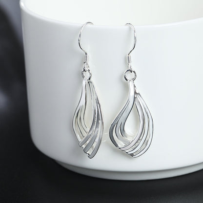 925 Sterling Silber Ohrringe, wellenförmig, elegant, Modeschmuck, Damen, Geschenk, Weihnachten.