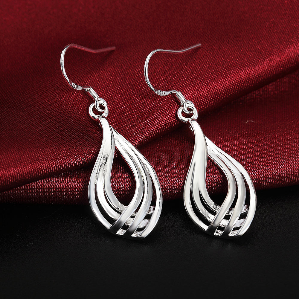 925 Sterling Silber Ohrringe, wellenförmig, elegant, Modeschmuck, Damen, Geschenk.