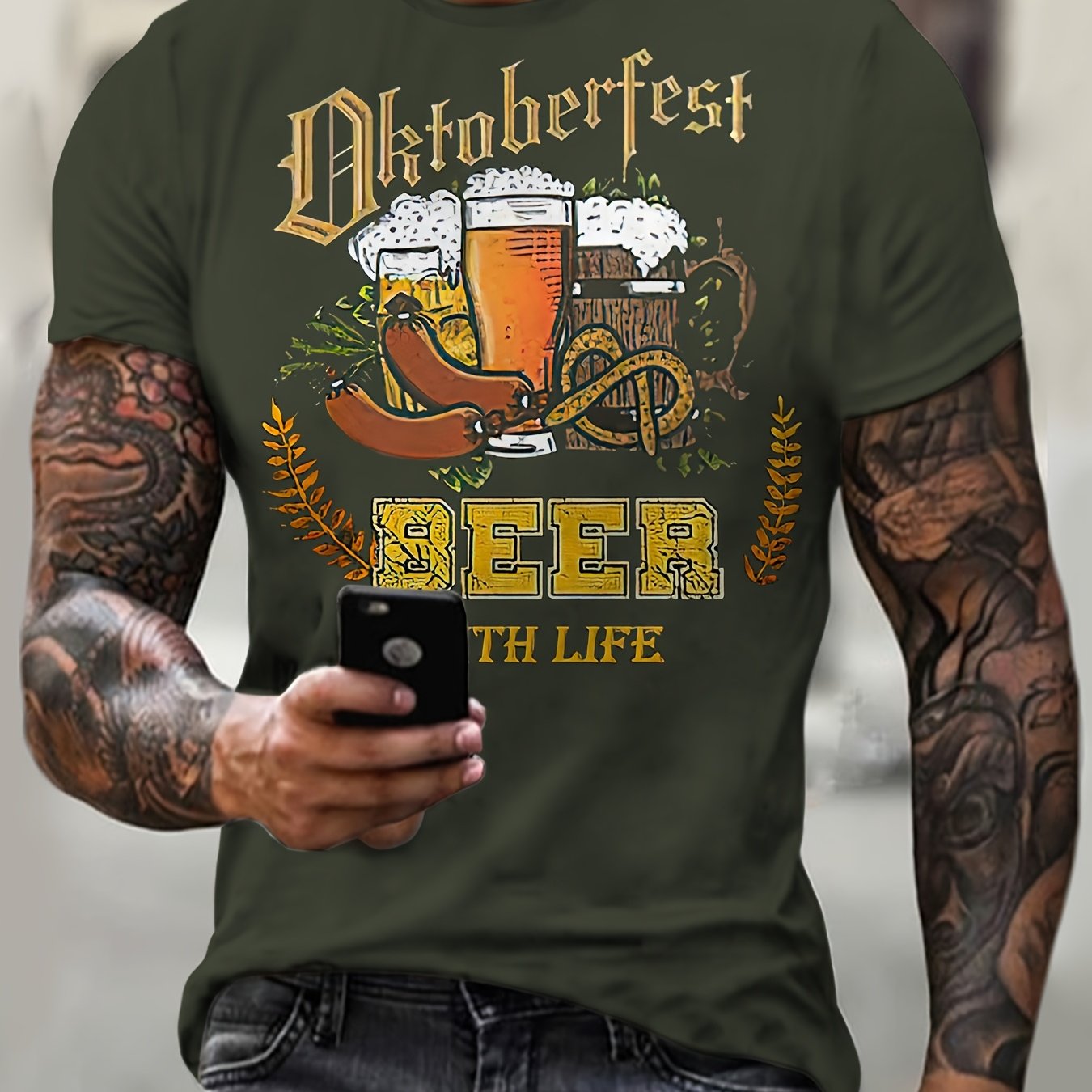Herr kortärmad T-shirt med öltryck – Markus Oktoberfest 2026