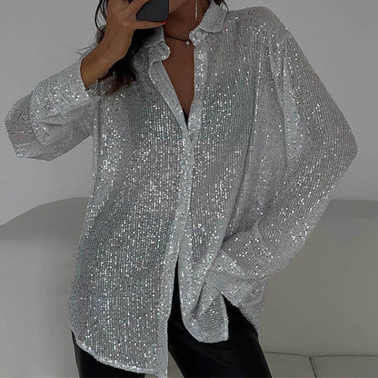 Lös blus med glittrande paljetter – Celeste