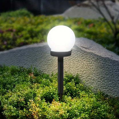 Solarlampe Gartenleuchte Kugel LED Außenleuchte schwarz energiesparend wetterfest.