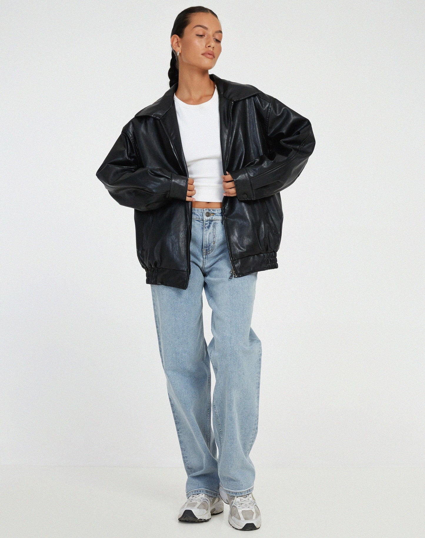 Oversized höstläder damsjacka – Yara