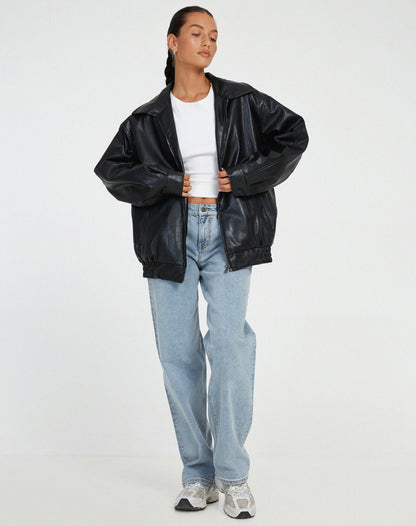 Oversized höstläder damsjacka – Yara
