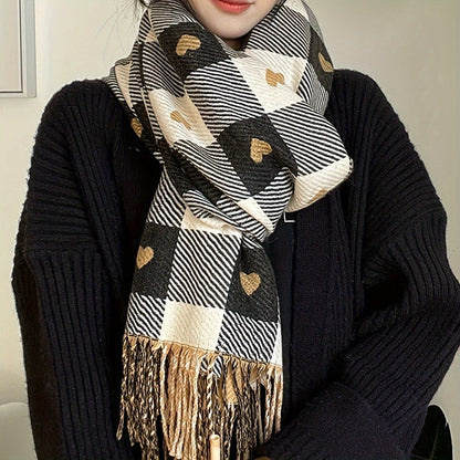 Rutig damhalsduk i polyester för höst och vinter – Aurelie