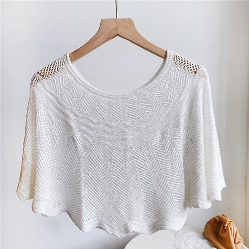 Damhalsduk i is-silke med stickad kant och UV-skydd – Amira