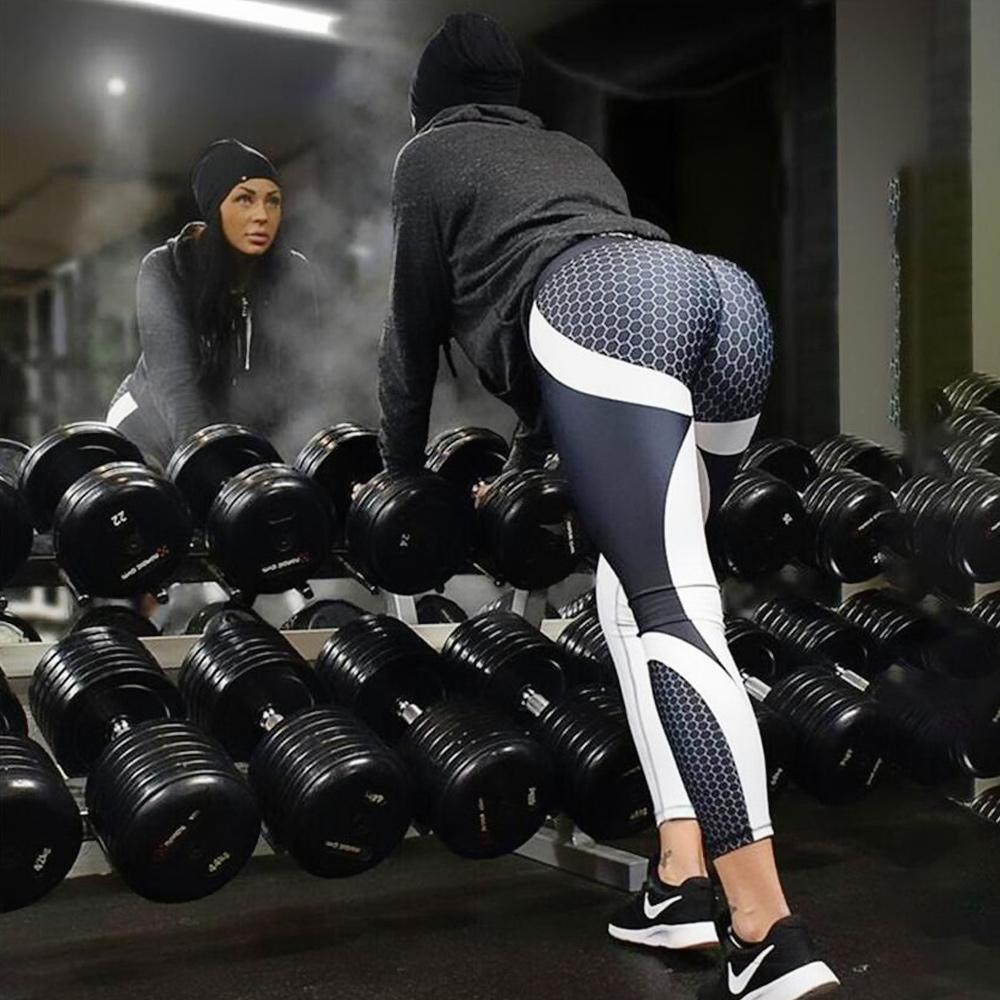 Högmidjade damyoga leggings med geometriskt mönster – Aurora