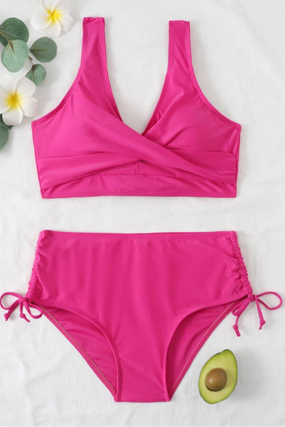 Färgglad bikini med drawstring och twist-detalj – Zaraï