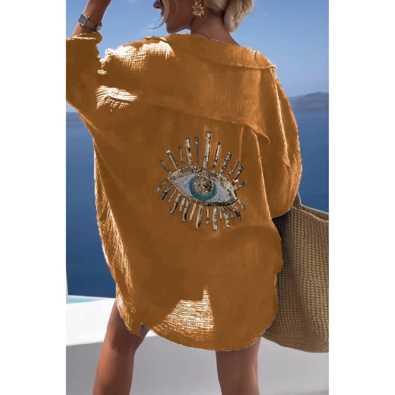 Linne damblus med knappslå – Marise