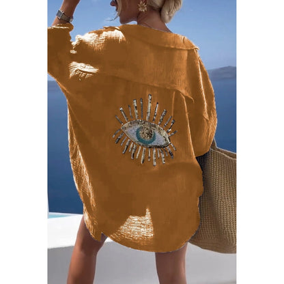 Linne damblus med knappslå – Marise
