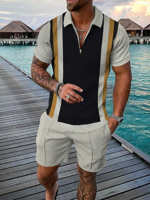 Tvådelat herrsommaroutfit med polo och shorts – Damon