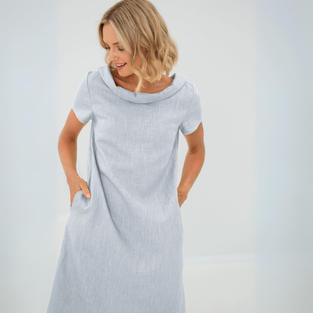 Linnen sommarklänning med midi-längd – Fenna