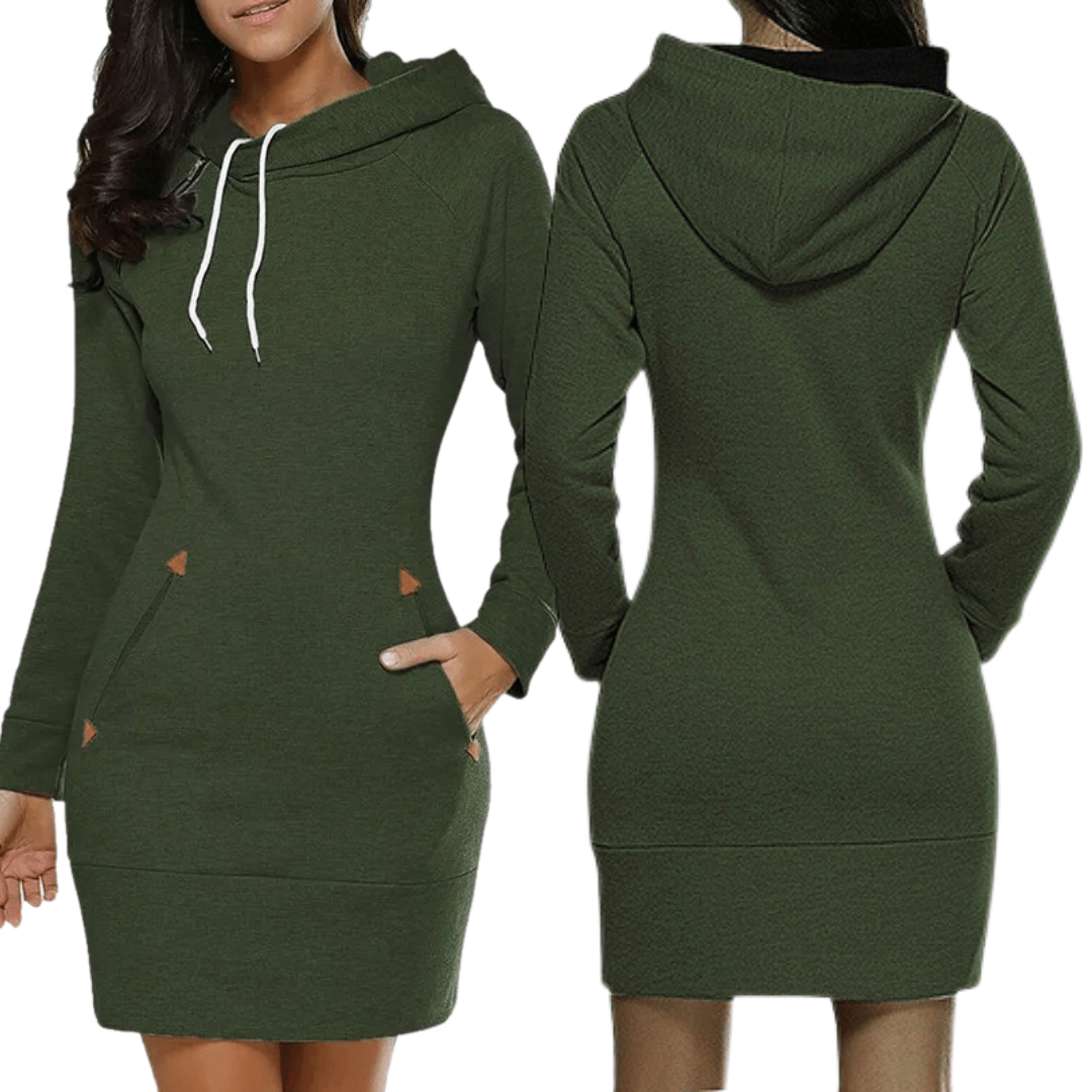 Höstlig hoodie sweatkjol med fickor - Isabella
