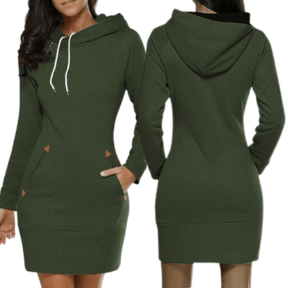 Höstlig hoodie sweatkjol med fickor - Isabella