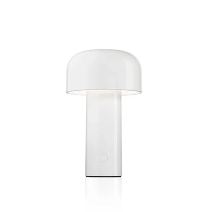 Weiße LED-Tischlampe, modern, pilzförmig, kabellos, minimalistisches Design, Innenbeleuchtung.