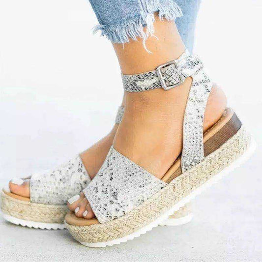 Damskor Plateau-espadriller Sandaler med kilklack och remmar – Livia