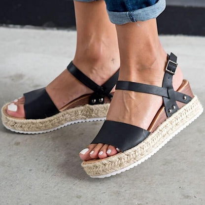Damskor Plateau-espadriller Sandaler med kilklack och remmar – Livia