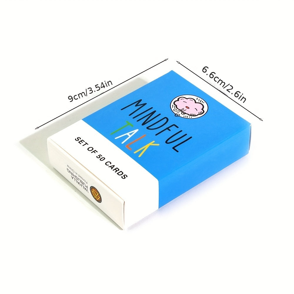Blaue Mindful Talk Kartenset-Box, 50 Karten, Maße 9x6,6 cm, Achtsamkeitsspiel.