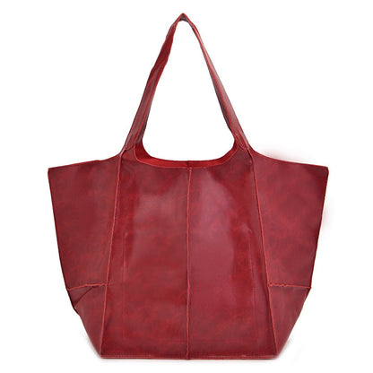 Rote Ledertasche, große Einkaufstasche, modisch, Damenhandtasche, robust, elegant.