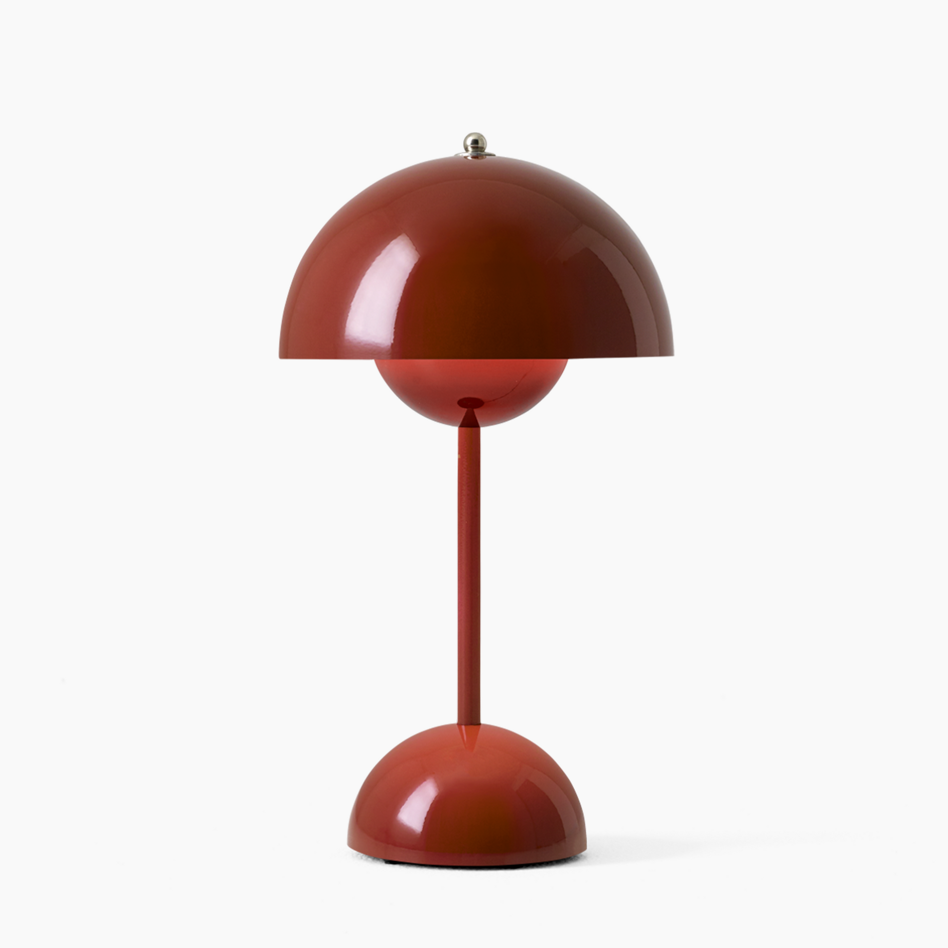 Rote Tischlampe aus Metall, kugelförmig, modernes Design, skandinavischer Stil.