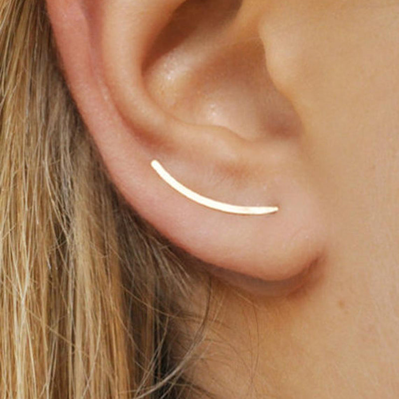 925er Silber Ohrring, langer glatter Ohrkletterer, minimalistischer Schmuck für Damen.