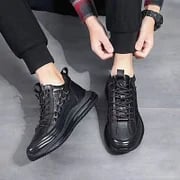 Schwarze Air-Cushion-Sneaker, Herren, sportlich, bequem, rutschfest, modisch, Outdoor-Einsatz.