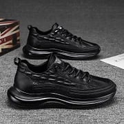 Schwarze Air-Cushion-Sneaker, Herren, rutschfest, atmungsaktiv, modisch, Sportschuhe.
